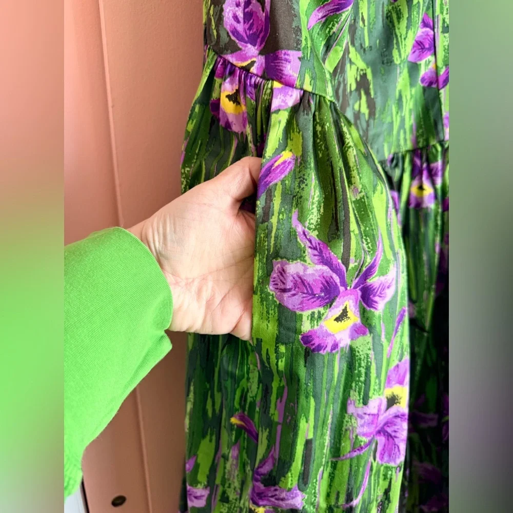 Pinup Couture Green and Purple Floral Dress - Picture 7 of 11